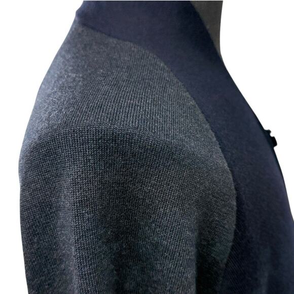 Emporio Armani Cardigan Sweater Men XL Raglan Shawl 2 Tone Navy Gray Wool Blend - Picture 3 of 11